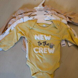 Lot of 4 Newborn Gender Neutral Long Sleeve Onesies Farm NWT